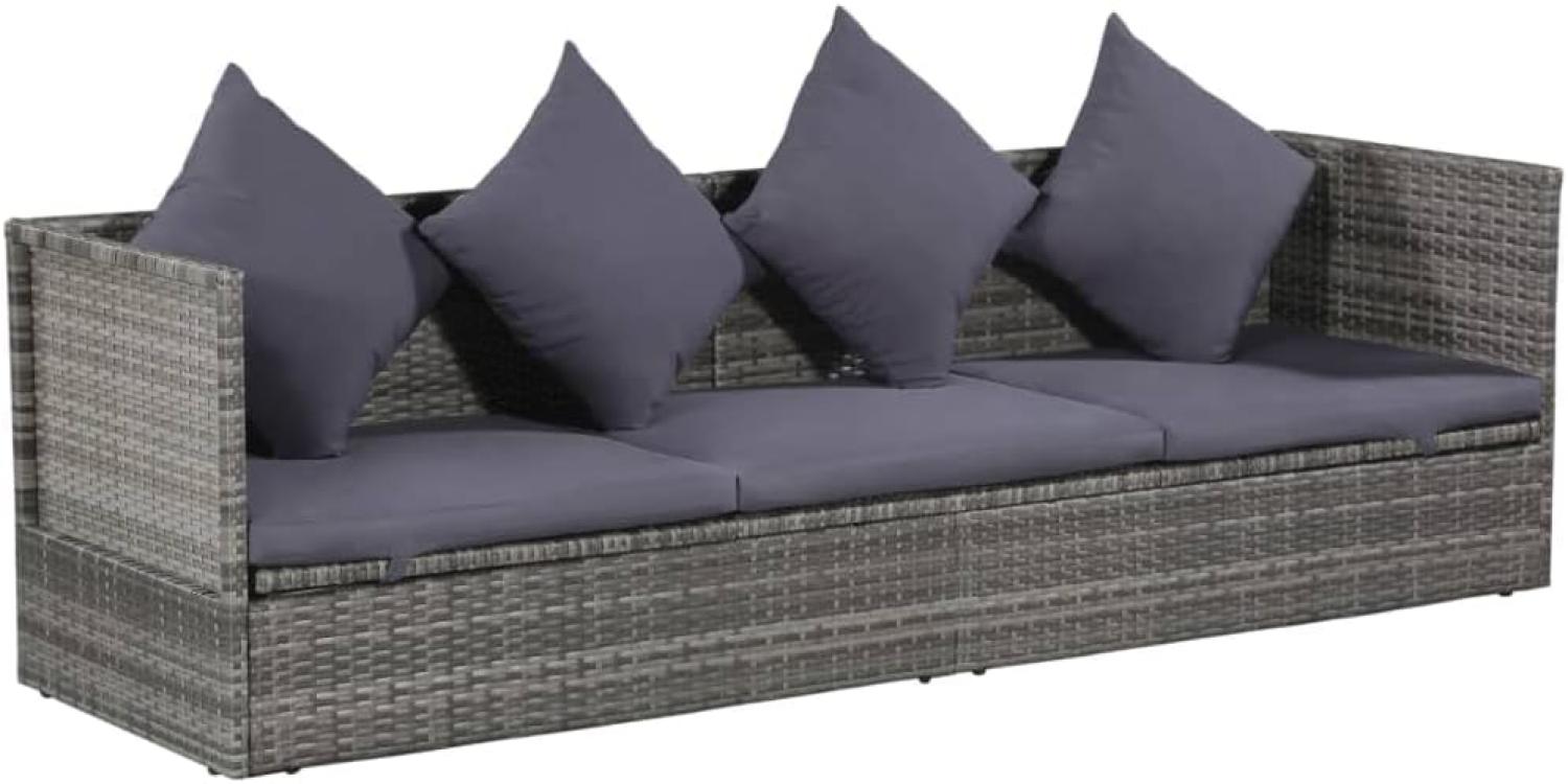 vidaXL Garten-Sofabett 200x60 cm Poly Rattan Grau 43959 Bild 1