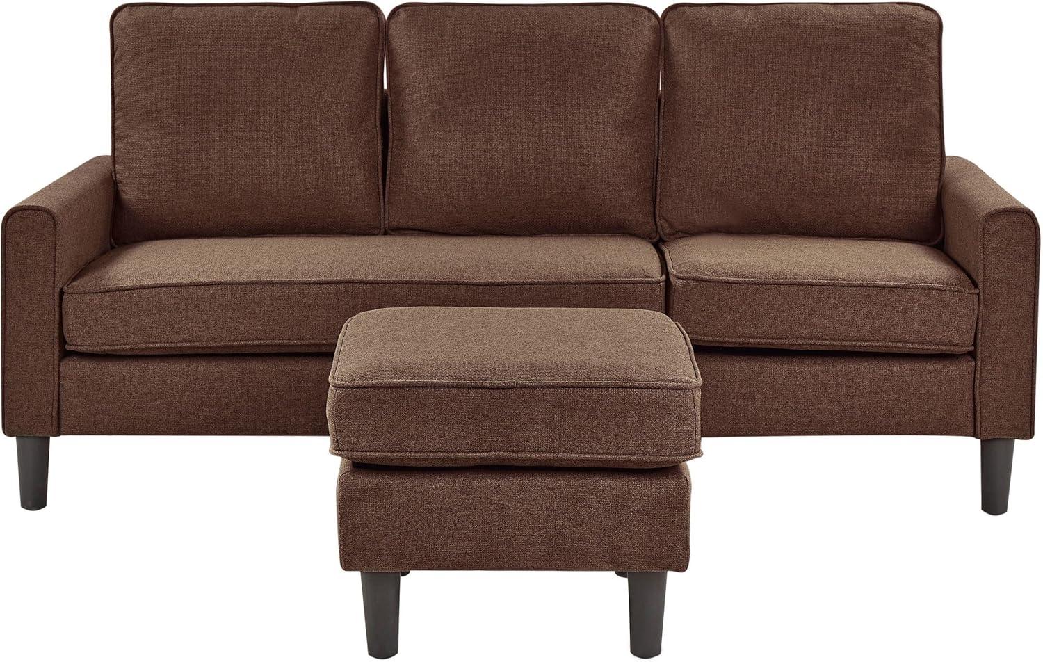 3-Sitzer Sofa Polsterbezug mit Ottomane braun AVESTA Bild 1