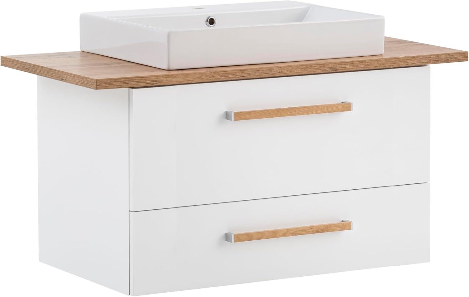 Schildmeyer Waschtisch Duo 702037, kreideweiß/Eiche Landhaus Dekor, 102,2 x 50 x 61,5 cm Bild 1