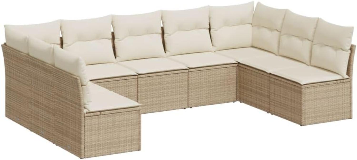 vidaXL 9-tlg. Garten-Sofagarnitur mit Kissen Beige Poly Rattan 3249907 Bild 1