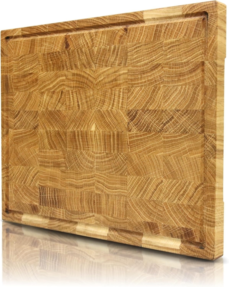 Schneidebrett mit Würfelmuster - Stirnholz, Eiche - 35 x 25 x 2,5cm Bild 1