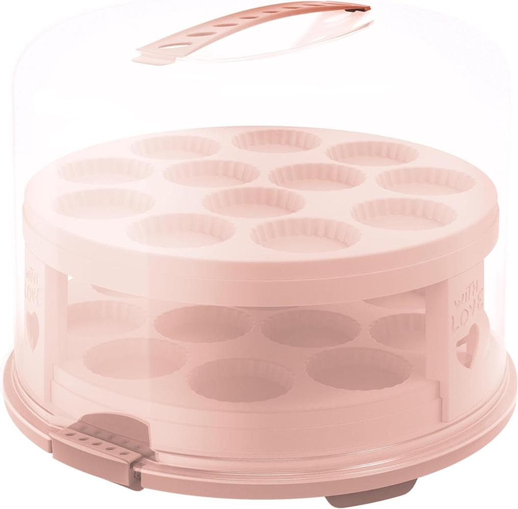 Rotho Tortenglocke Fresh XL inkl. zwei Einsätzen pink, Muffin, Cupcake Bild 1