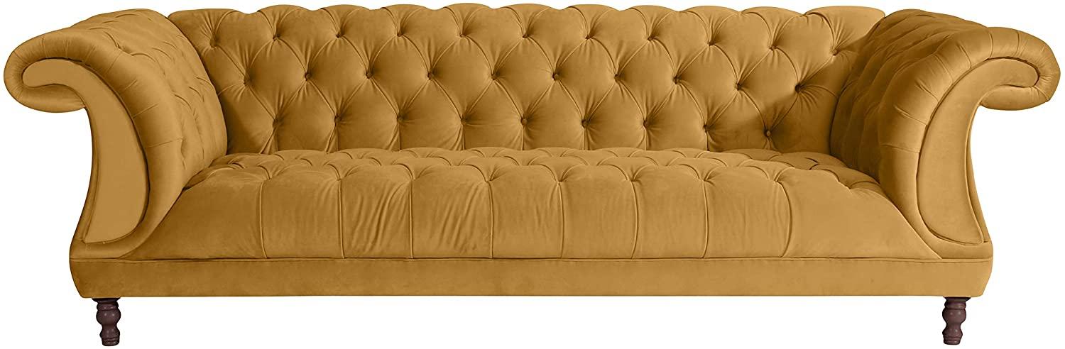 Ivette Sofa 3-Sitzer Samtvelours Mais Buche Nussbaumfarben Bild 1