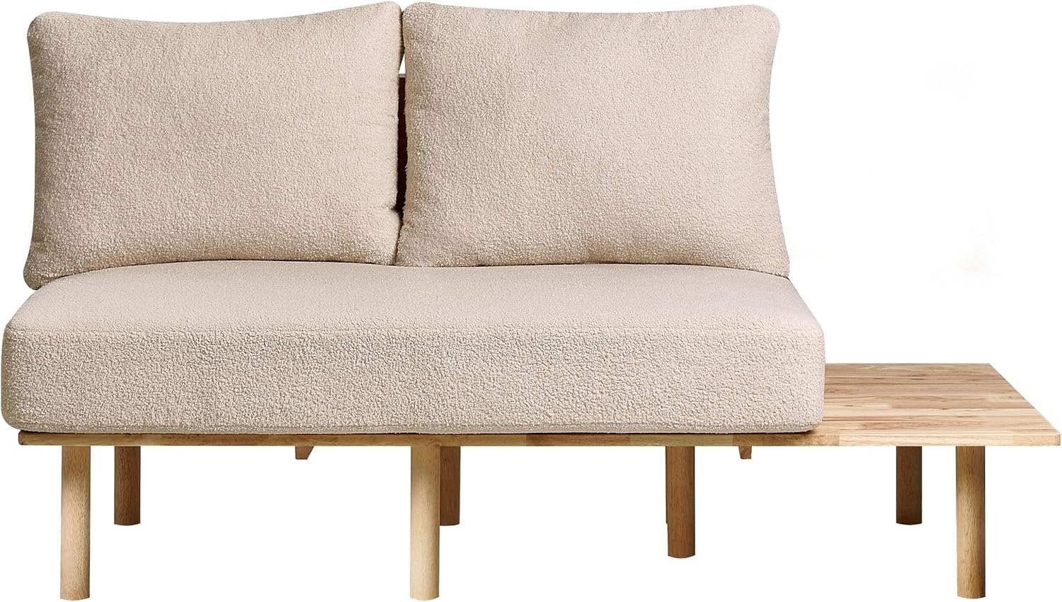 2-Sitzer Sofa Bouclé Stoff mit Ablage Beige SALO Bild 1