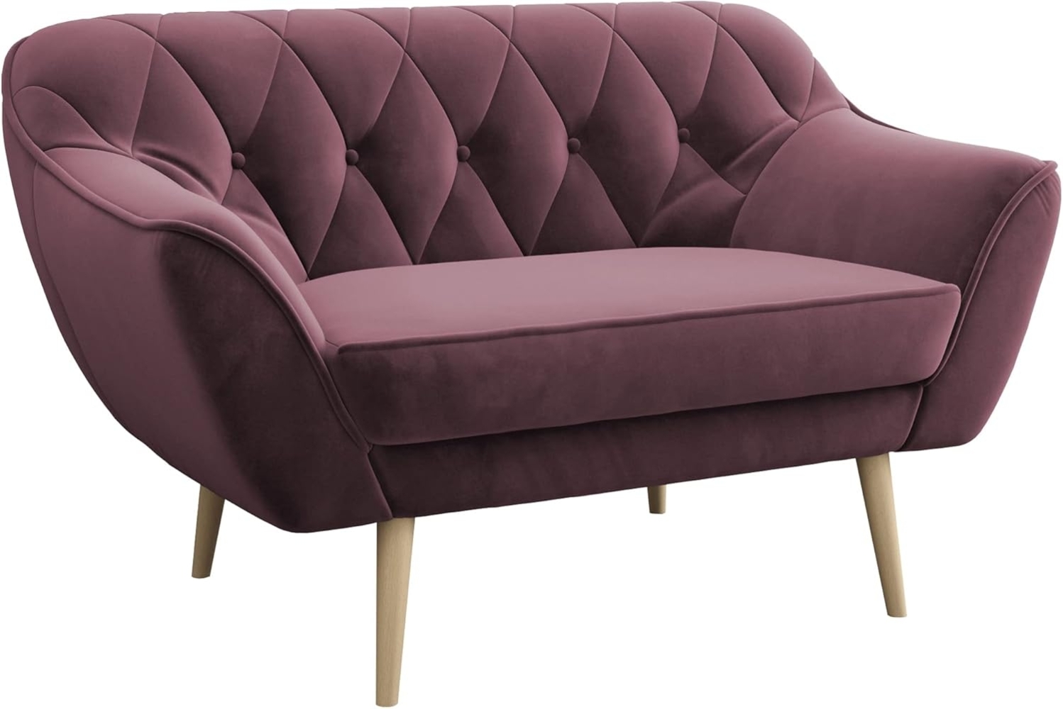 MKS MEBLE Sofa - Moderne Sofa - Skandinavische Deko Polstersofa - Pirs Loungesofa - Zwei Personen Rosa Bild 1