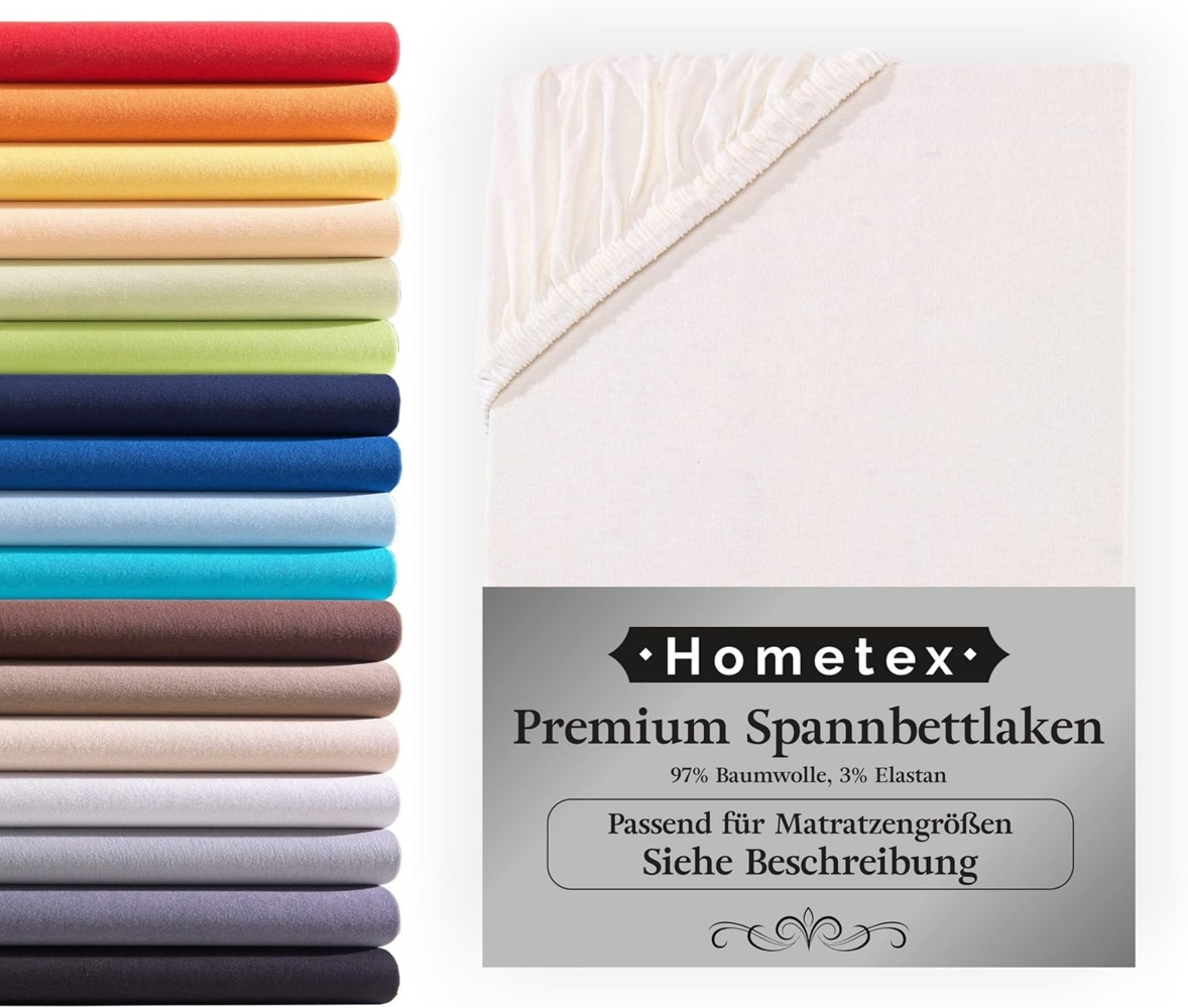 Hometex Premium Textiles Spannbettlaken Premium Boxspringbett Spannbetttuch ideal für Wasserbett und Matratzen, Jersey, Gummizug: Rundumgummizug, Spannbettlaken Premium Qualität 190 g/m², Gekämmte Baumwolle Bild 1