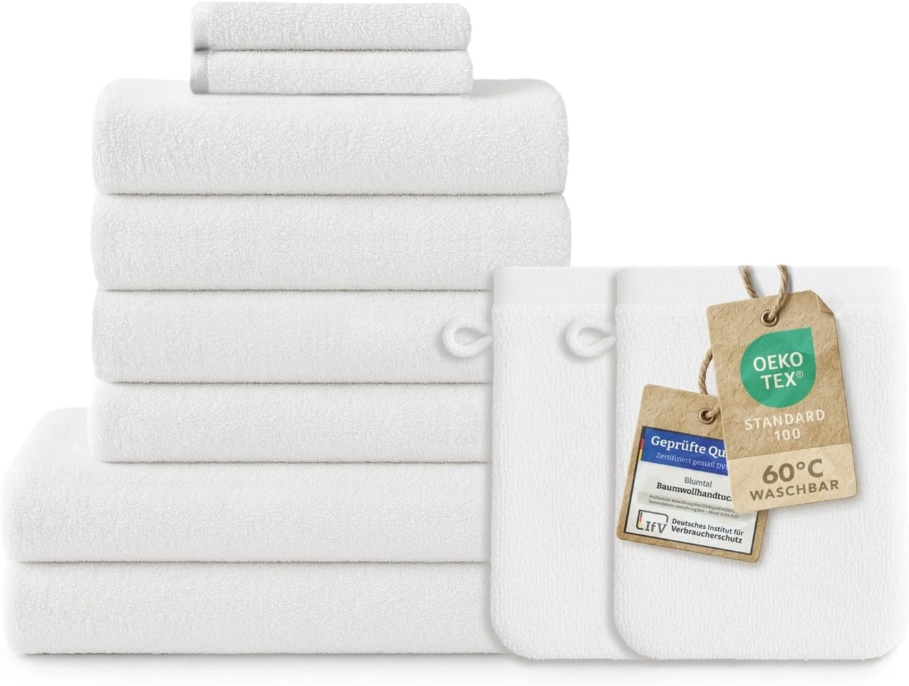 Blumtal Handtuch Set Blumtal 10 Teilig - Handtücher Set 100% Baumwolle, weich und saugstark, Frottee (10er Set), 2 Bade-, 4 Hand-, 2 Gästetücher + 2 Waschlappen Bild 1