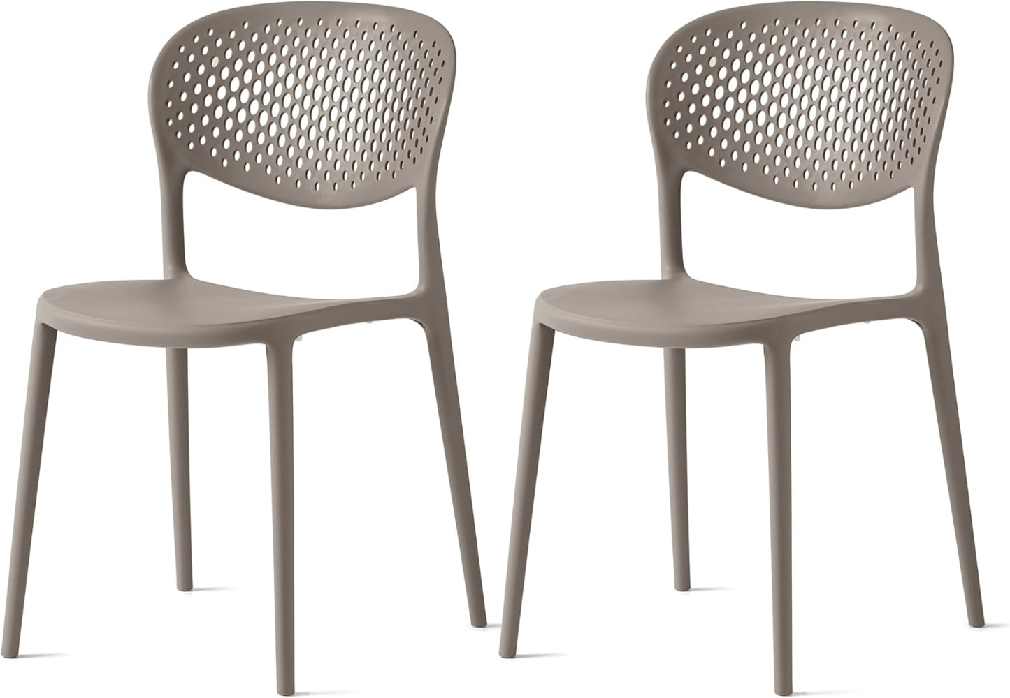 Connubia, 2 Stühle Abby mit gelochter Rückenlehne, aus recyceltem Polypropylen, 100% Taupe matt Bild 1