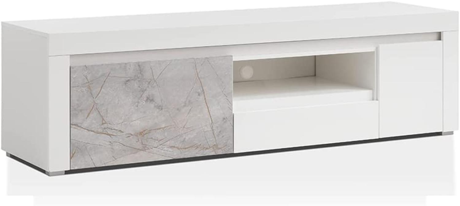 Großes Lowboard Stone - Weiß Marmor Grau Bild 1