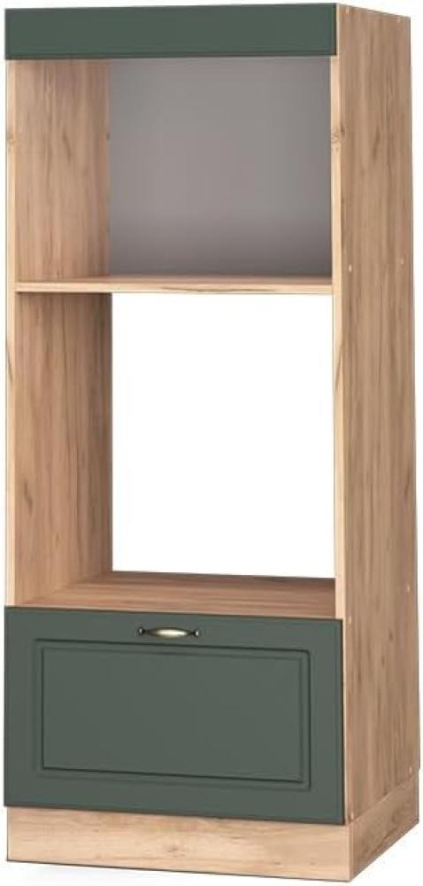 Vicco Küchenschrank Küchenmöbel Fame-Line Landhaus Küche Einbauküche Küchenzeile Blende Unterschrank Hochschrank Hängeschrank (Eiche-Grün-Gold, Mikrowellenumbauschrank 60 cm) Bild 1