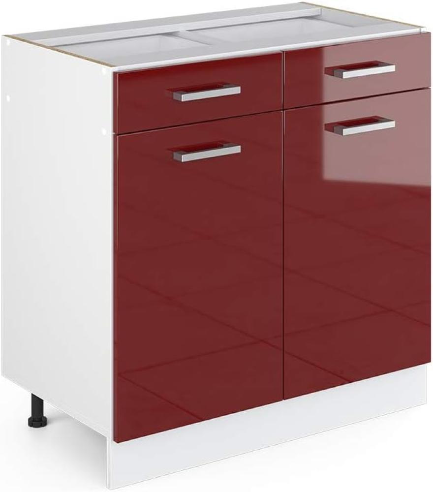 Vicco Küchenunterschrank R-Line, Bordeaux Hochglanz/Weiß, 80 cm, AP Eiche Bild 1