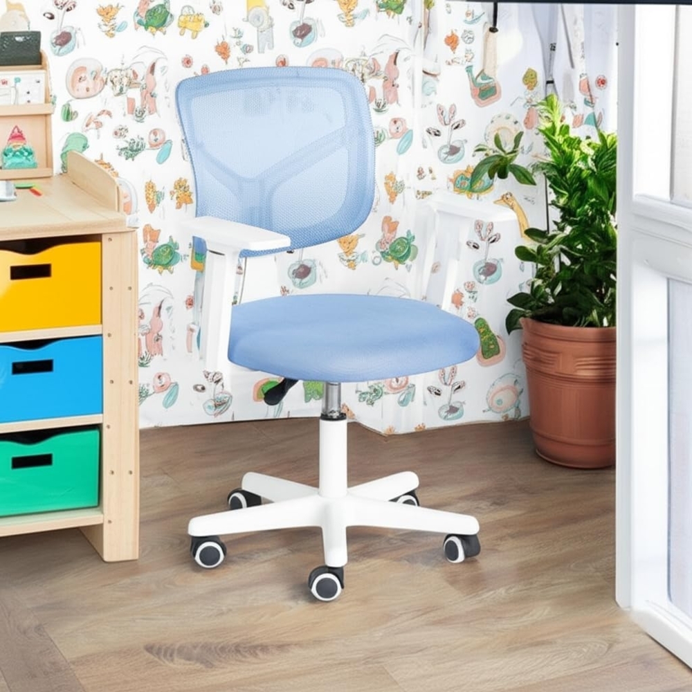 FurnitureR Bürostuhl für Kinder, Computerstuhl für Jugendliche/Jugendliche, mit atmungsaktivem Mesh, drehbar, höhenverstellbar, mit Armlehnen, Rosa, 50 x 53 x 87 cm Bild 1