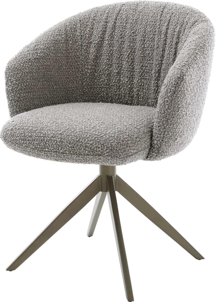 Drehstuhl Caja-Flex mit Armlehnen Bouclé Silbergrau Kreuzgestell breit Effektfinish Titan 360° drehbar Wippfunktion Taschenfederkern Bild 1