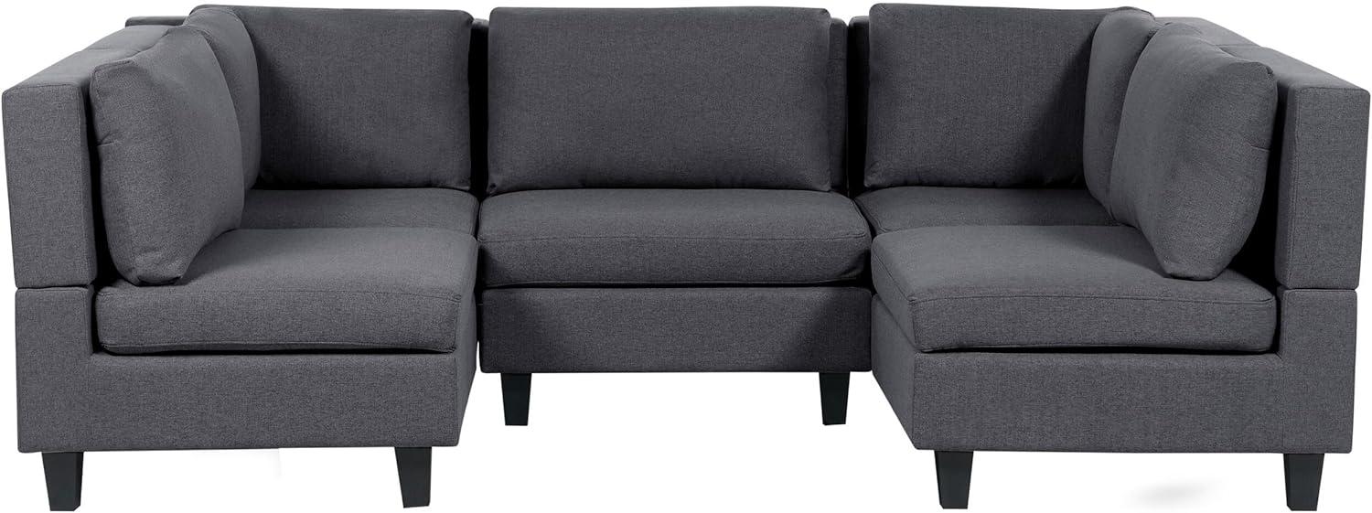 Beliani 'Unstad' Sofa, Dunkelgrau, Leinenoptik, 72 x 76 x 228 cm, ohne Ottomane, U-Form Bild 1
