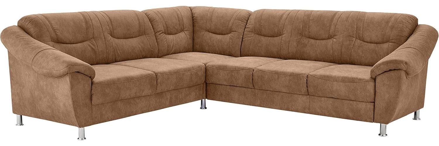 Cavadore Ecksofa Salisa mit Federkern / Polsterecke im klassischen Design / inkl. Bettfunktion / 264 x 86 x 244 / Mikrofaser Beige Bild 1