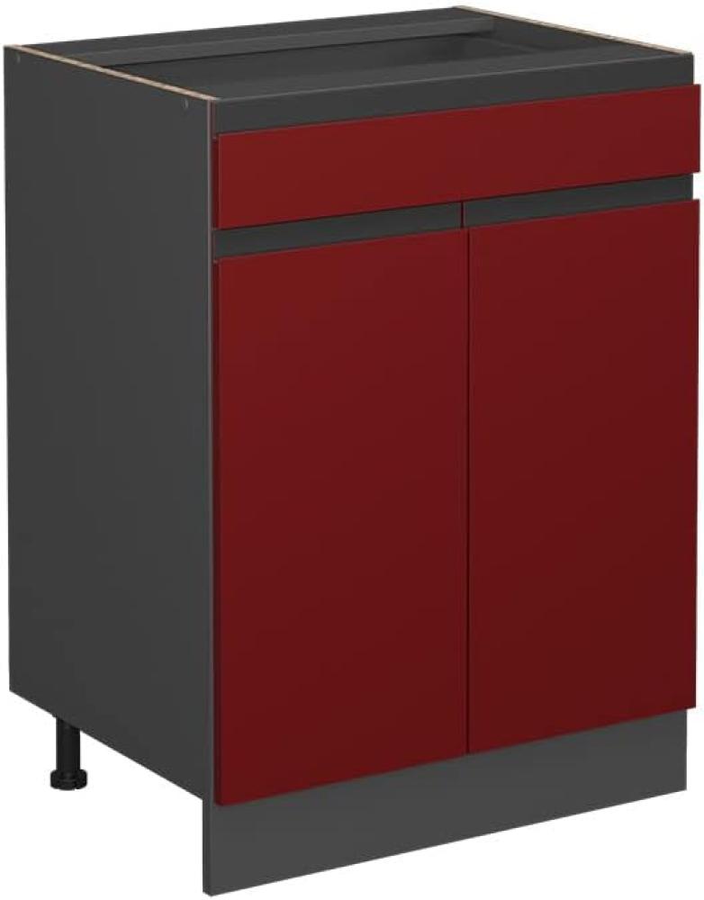 Vicco Schubunterschrank Küchenschrank Küchenmöbel R-Line J-Shape 60 cm modern (Anthrazit-Rot) Bild 1