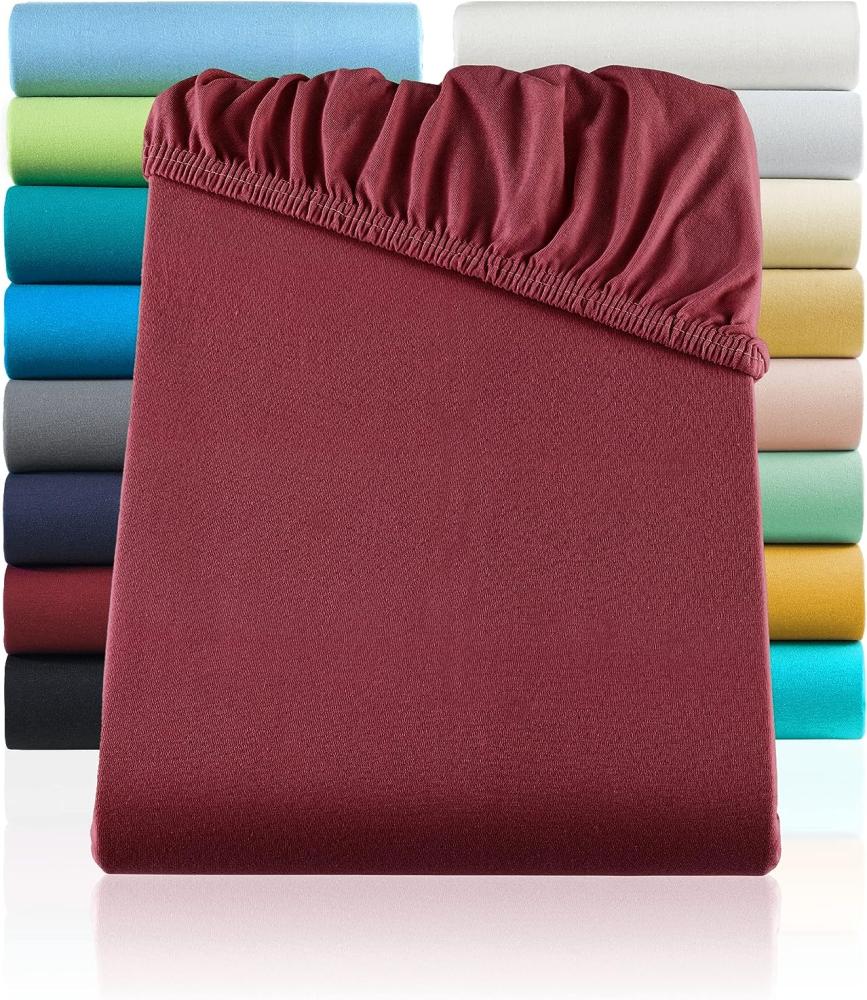 2er Pack Kinder Spannbettlaken 70x140 cm 60x120 cm Jersey Spannbetttuch für Babybett Kinderbett, Bordeaux Bild 1