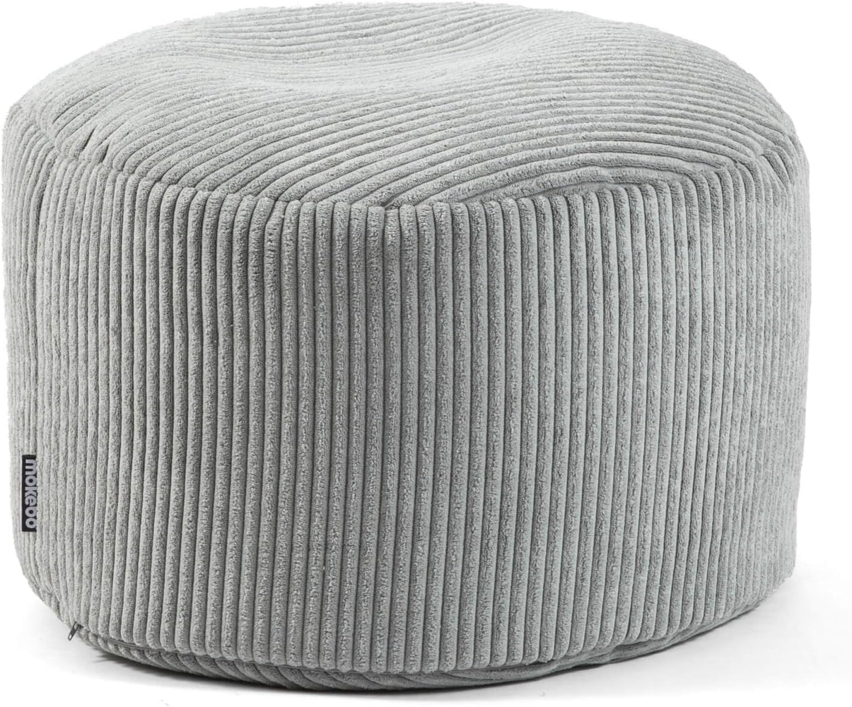 mokebo Pouf Der faule Lenz (aus Cordstoff), Sitzhocker, XL Bodenkissen, Fußhocker, Hocker, Sitzkissen in Grau Bild 1