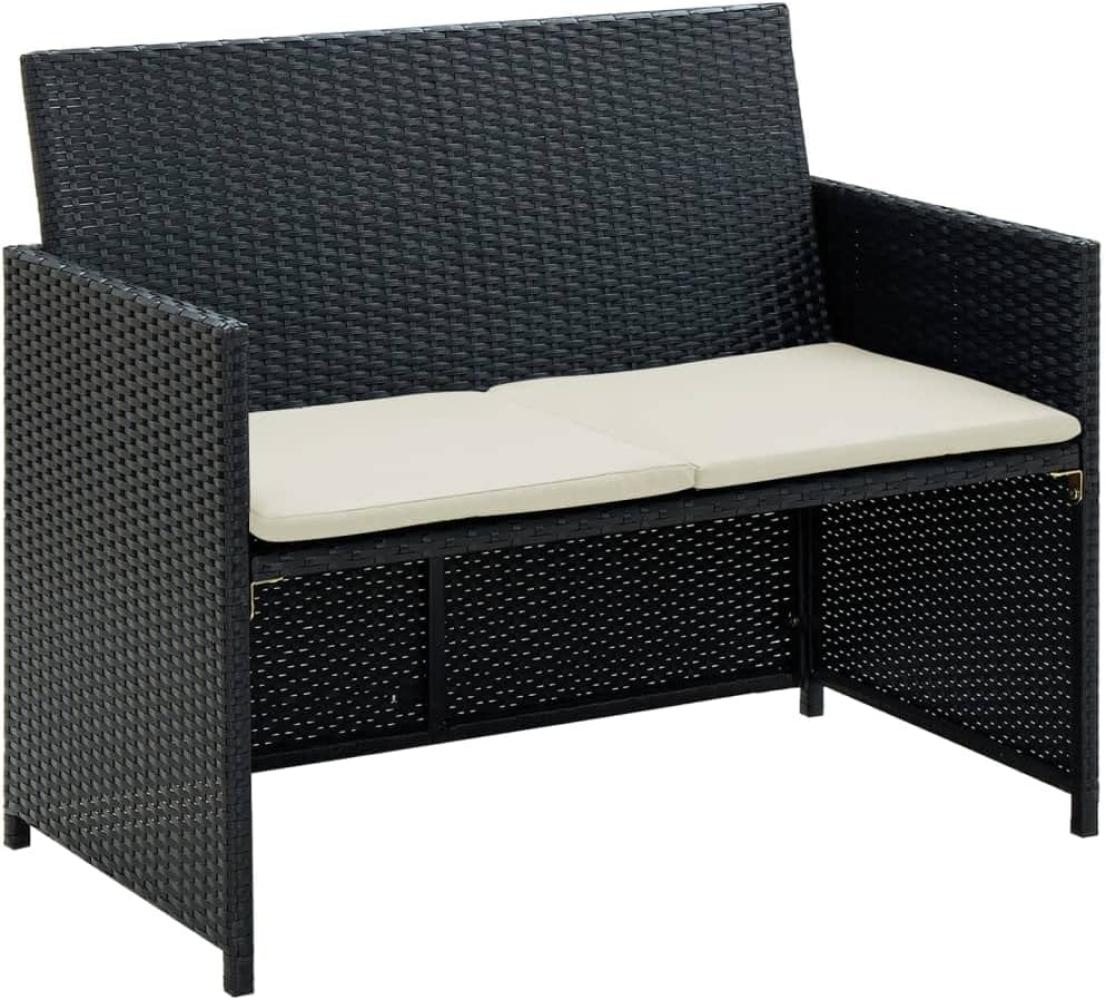 vidaXL 2-Sitzer-Gartensofa mit Polstern Schwarz Poly Rattan 43910 Bild 1