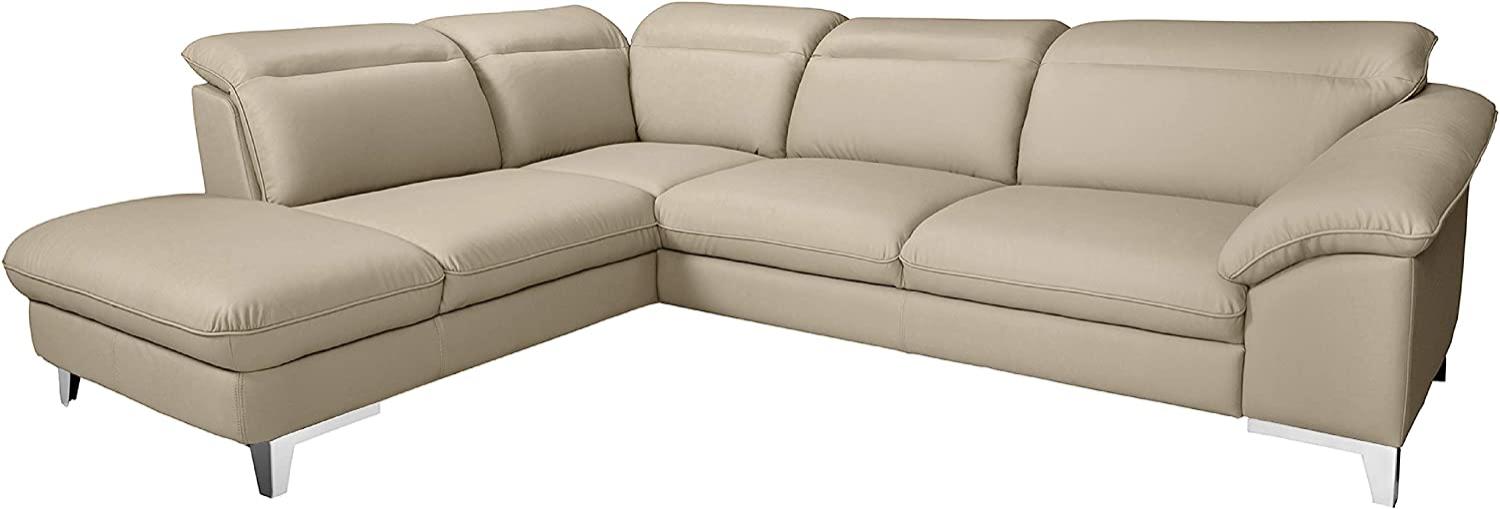 Mivano Eckcouch Teresa / Ecksofa mit Bettfunktion und Kopfteilverstellung in Lederoptik / 293 x 84 x 232 / Kunstleder Beige Bild 1