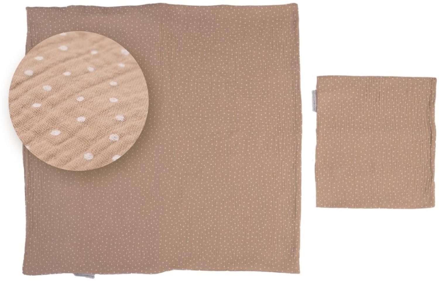 ULLENBOOM ® Babybettwäsche 80x80 cm Musselin Sand - 2 Teile (komplett): Baby Bettwäsche 80x80 cm & Kissenbezug 35x40 cm, Baby Bettset für das Babybett aus 100% Baumwolle Bild 1