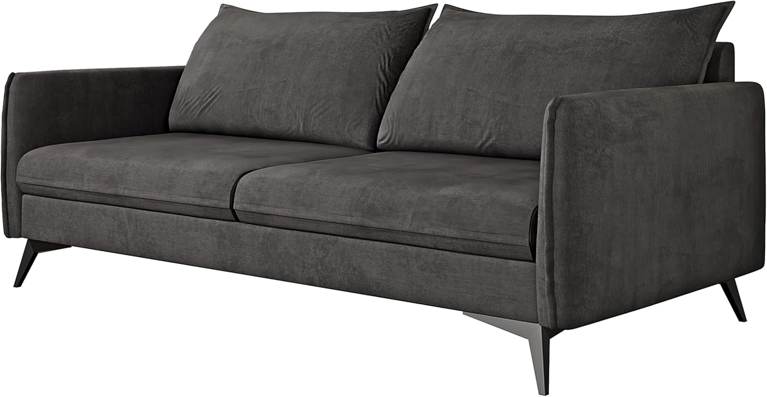 S-Style Möbel 3-Sitzer Sofa Azalea mit Schwarz Metall Füßen aus Luxusmicrofaser, mit Wellenfederung Bild 1