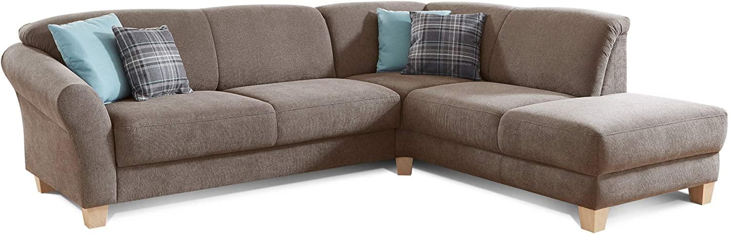 CAVADORE Ecksofa Gootlaand mit Ottomane rechts / Große Couch im Landhausstil / Inkl. Vorziehfunktion und Bettkasten / Mit Federkern / 257 x 84 x 212 / Braun Bild 1