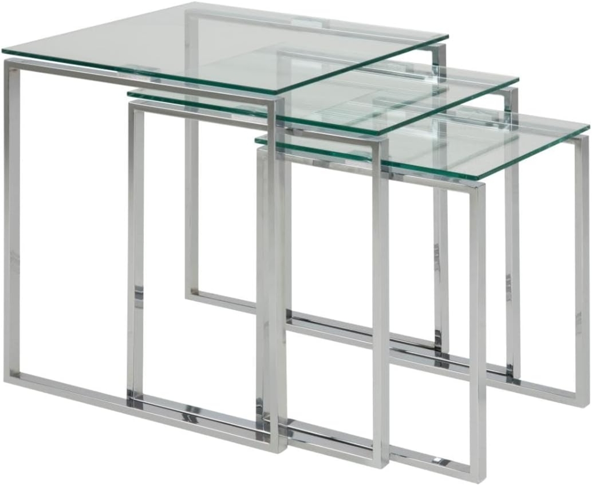 Satztische, Beistelltische im 3er-Set KATRINE, Glas/Chrom, ca. 50 cm Bild 1