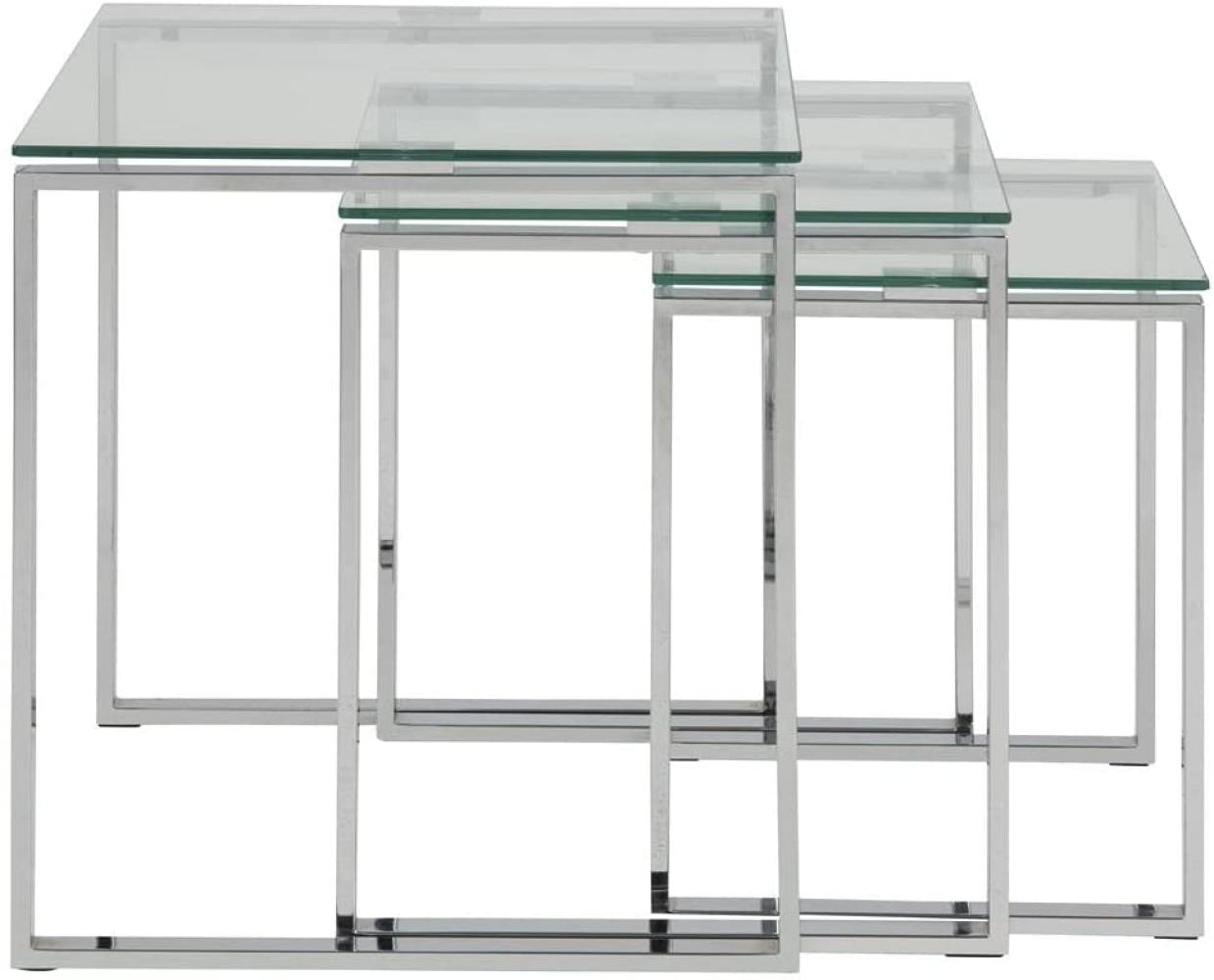 Satztische, Beistelltische im 3er-Set KATRINE, Glas/Chrom, ca. 50 cm Bild 1