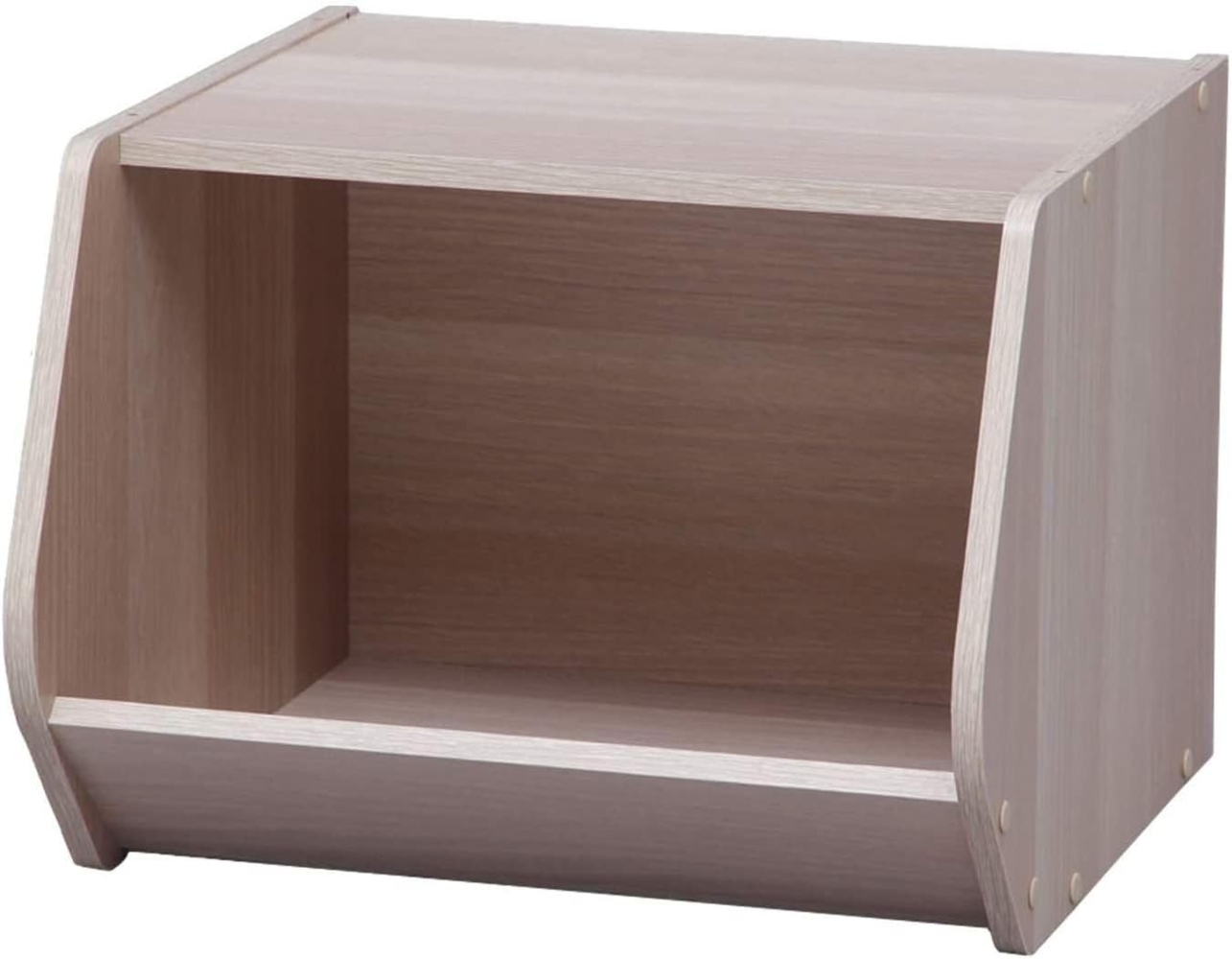 Iris Ohyama, Regal, AufbewahrungsBoxen aus Holz, Beistellmöbel, Vielseitig, Stapelbar, Design, Büro, Schlafzimmer, Wohnzimmer - Stack Box STB-400 - Hellbraun Bild 1