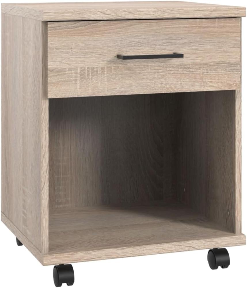 Rollcontainer >HOME DESK< in Eiche Sägerau Nachbildung - 46x58x40cm (BxHxT) Bild 1