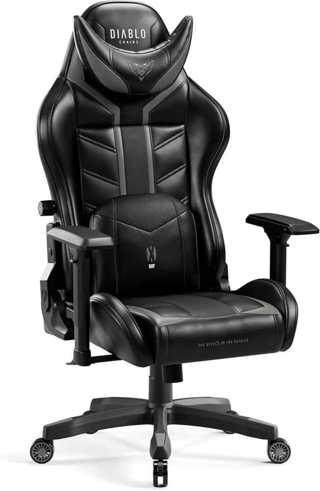 Diablo X-Ray Gaming Stuhl Bürostuhl Gamer Chair Schreibtischstuhl 4D Armlehnen Ergonomisches Design Kunstleder Perforation Wippfunktion Schwarz-Grau King (XL) Bild 1