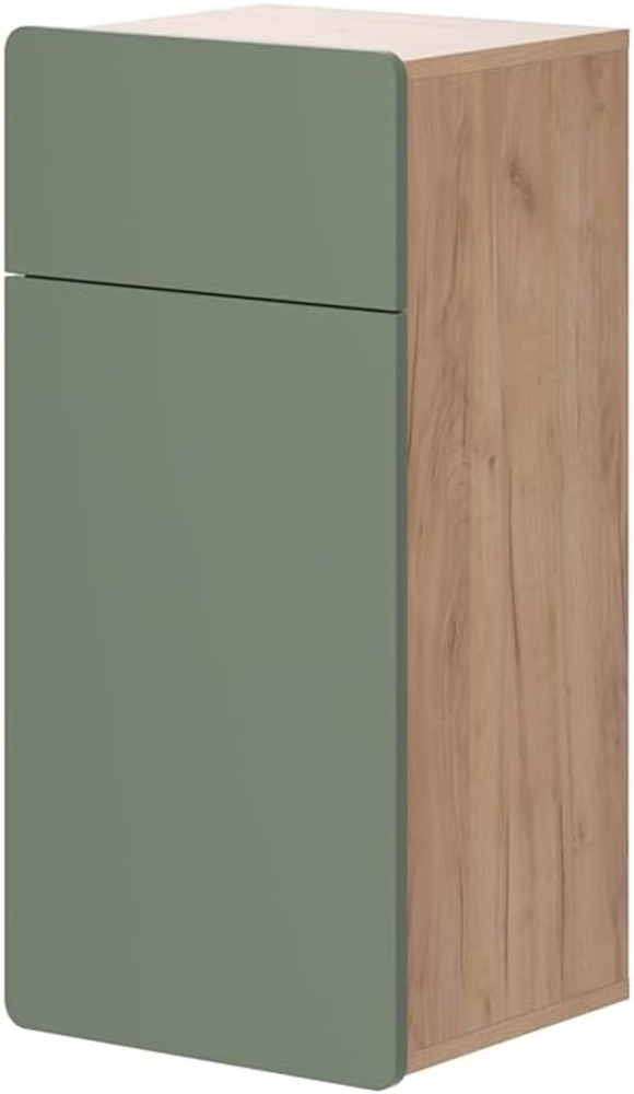 Vicco Midischrank Izan, Goldkraft Eiche/Grün, 36.6 x 76.6 cm mit Schublade und Tür Bild 1