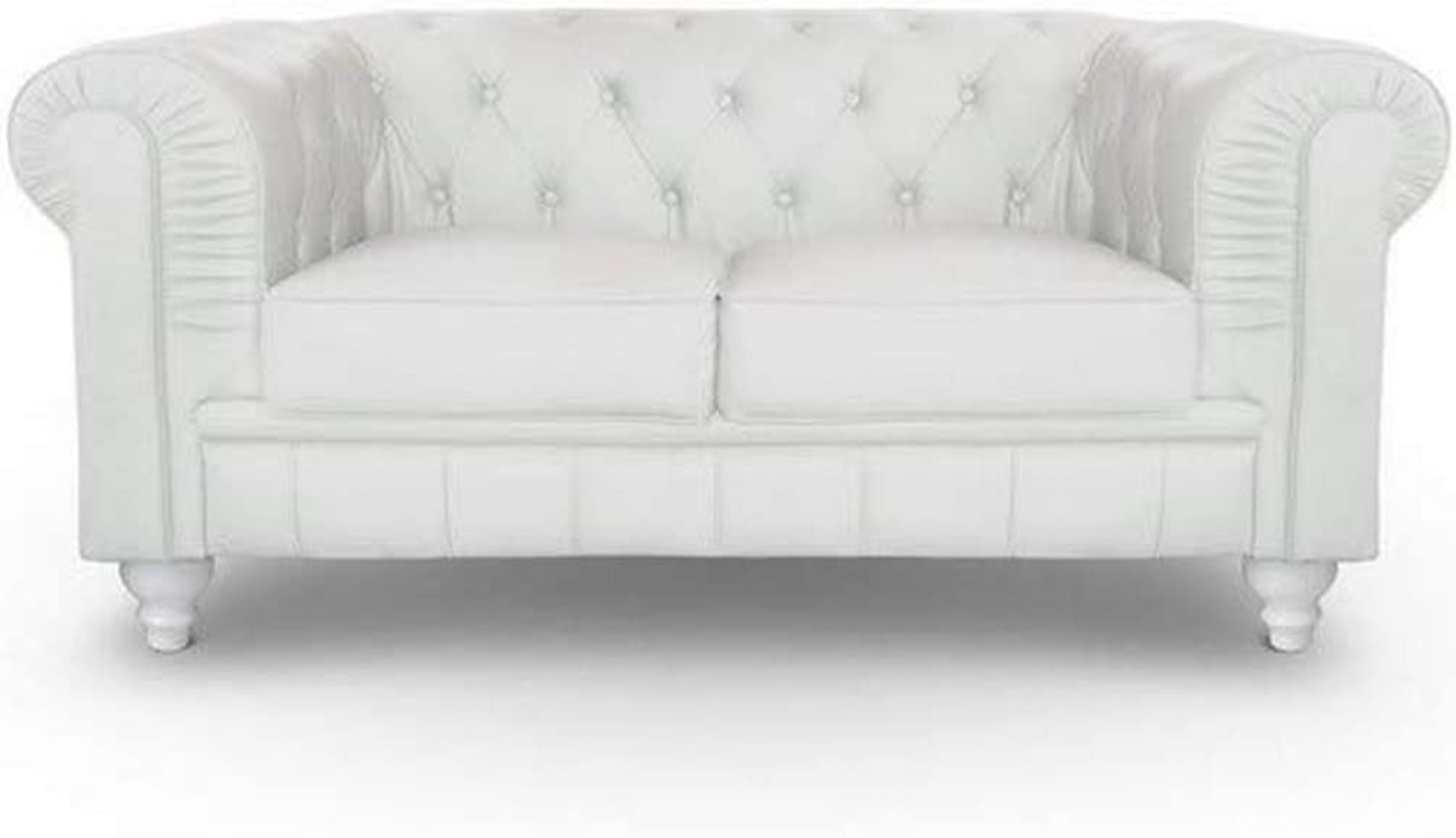 Menzzo Grand Canapé Chesterfield 2-Sitzer Sofa Weiß Bild 1