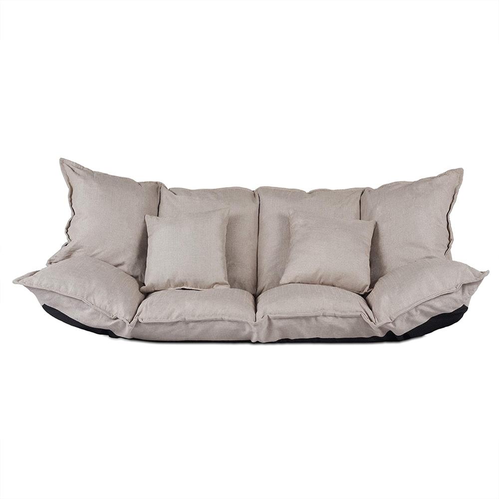 Ribelli 2 Sitzer Hikui Futon Schlafsofa im Japanischen Stil Sofa mit Schlaffunktion, Sofabett mit Verstellbarer Rücklehne, Lazy Sofa klappbar, Bodensofa für Schlafzimmer, Wohnzimmer, Balkon, Creme Bild 1