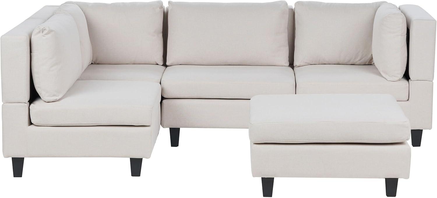 Beliani 'Unstad' Sofa, Beige, Stoff, 72 x 152 x 228 cm, mit Ottomane, Rechts Bild 1