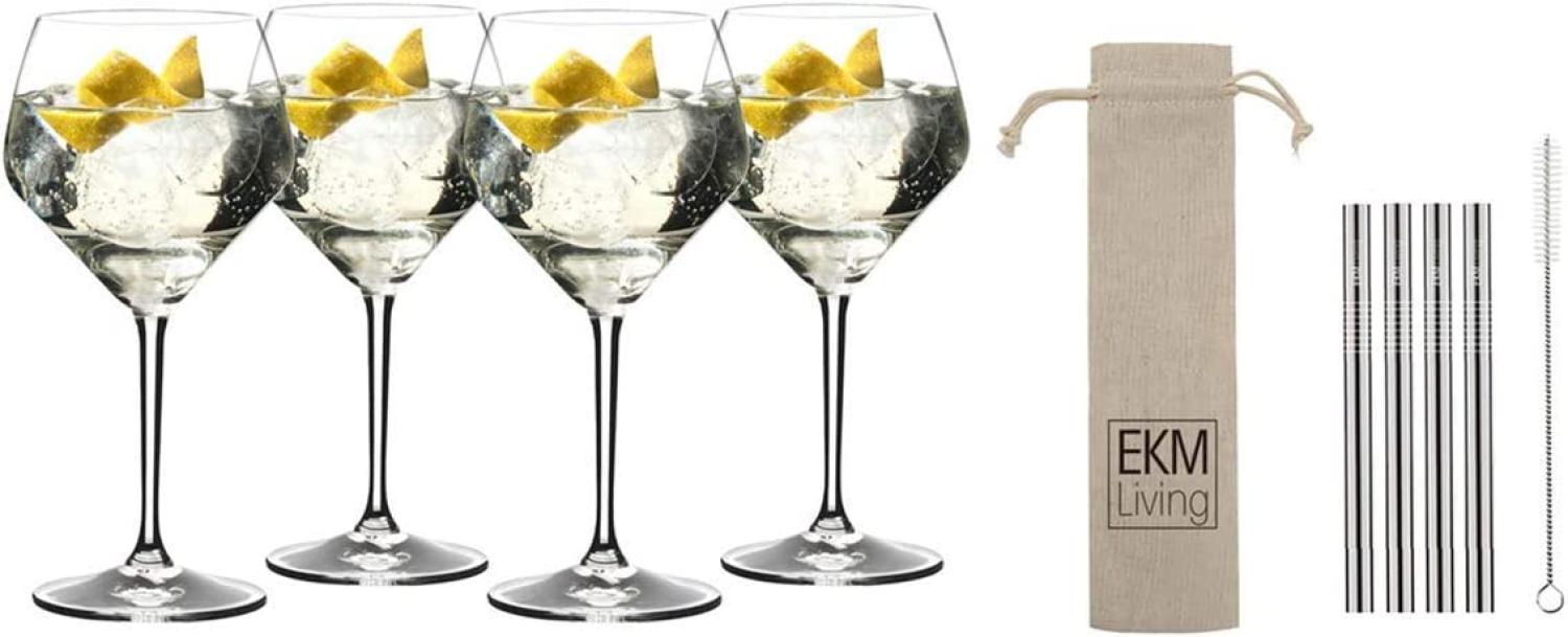 Riedel Gin Tonic Vorteilsset 5441/97 + Gratis 4er Set EKM Living Edelstahl Trinkhalme Silber Bild 1