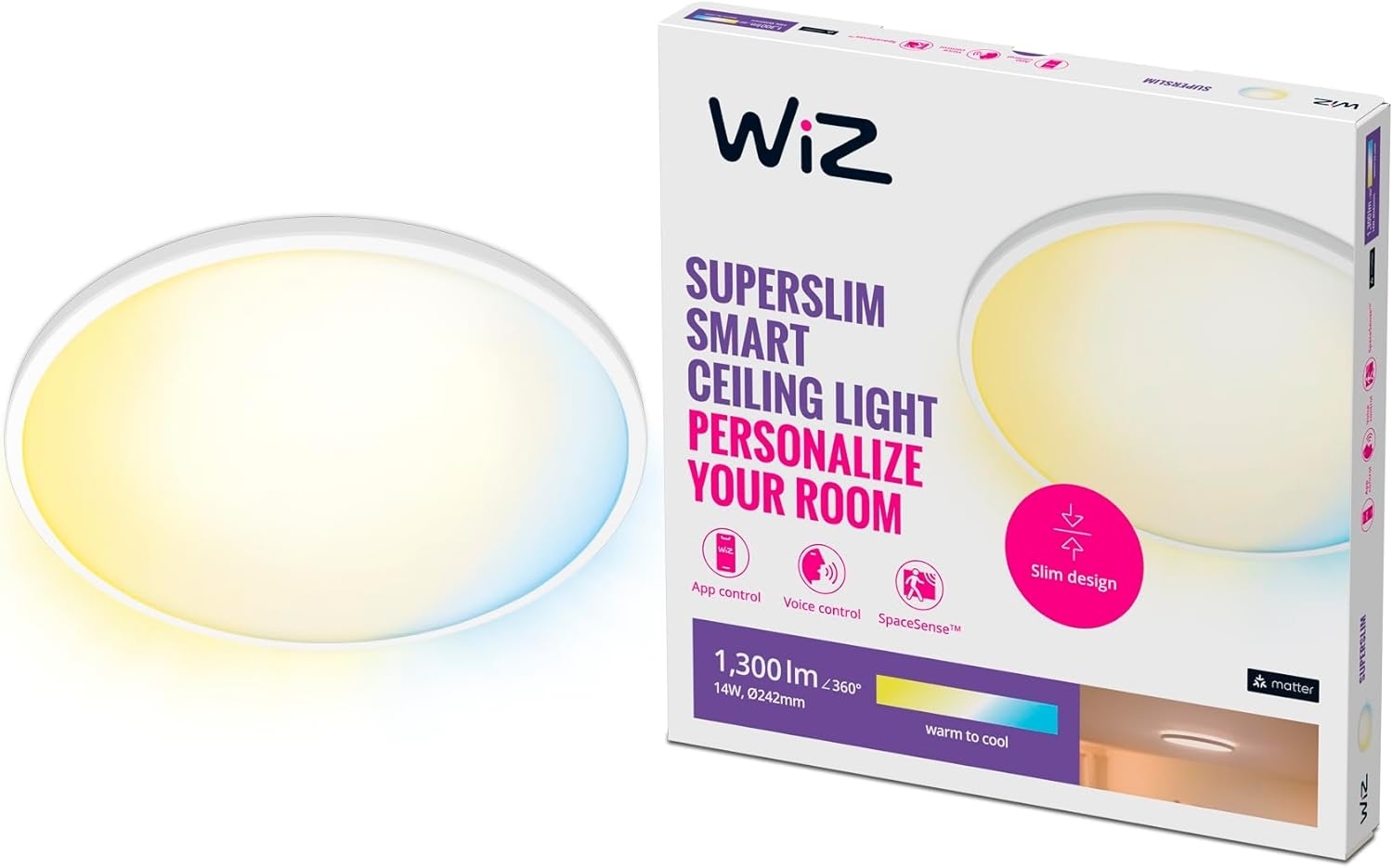 WiZ SuperSlim Deckenlampe 14W Bild 1