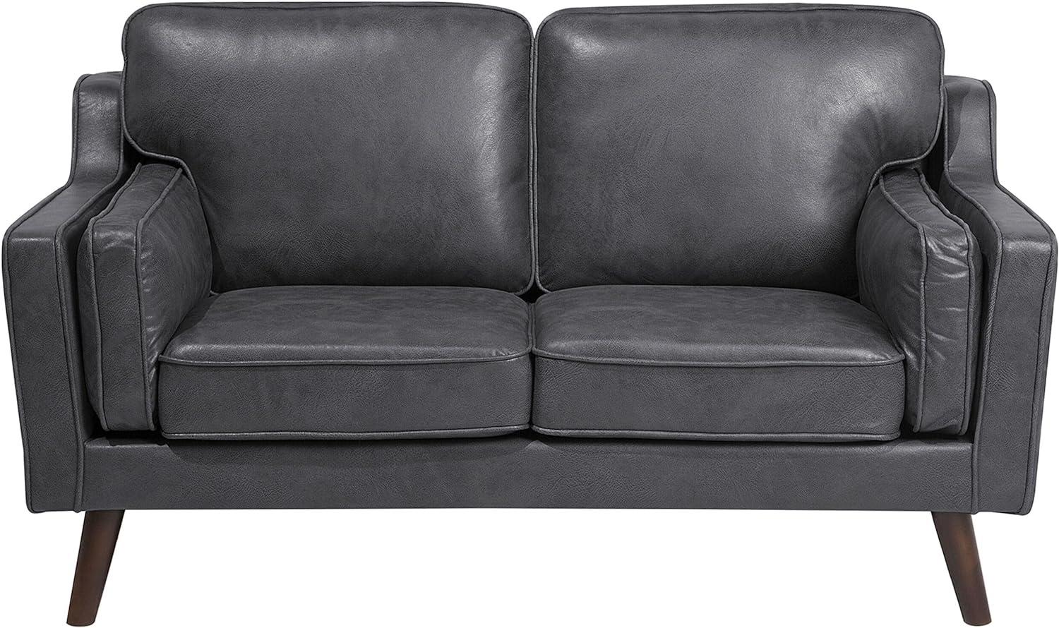 2-Sitzer Sofa Kunstleder grau LOKKA Bild 1