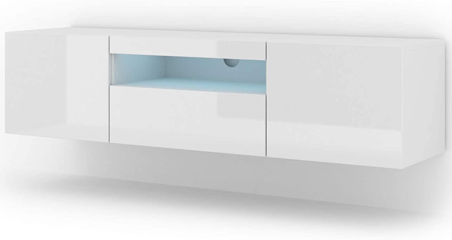 TV-Schrank AURA 150 cm weiß matt, glänzend weiß + LED Bild 1