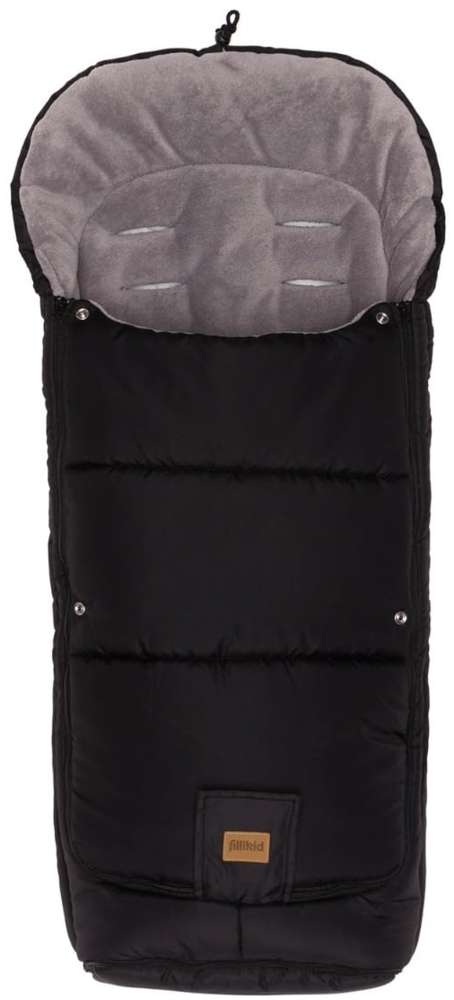 Fillikid Fußsack Peak - Schwarz, Winter Fußsack für Kinderwagen & Buggy Baby Fleece Winterfußsack Bild 1