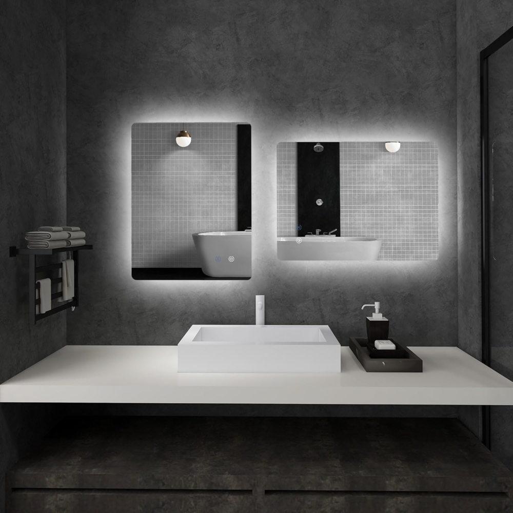 Kleankin Spiegel mit Beleuchtung, 3 Lichtfarben, Touch-Schalter, (Wandspiegel, 1-St, Badezimmerspiegel), Anti-Beschlag, Memory-Funktion, 70 x 50 cm Bild 1