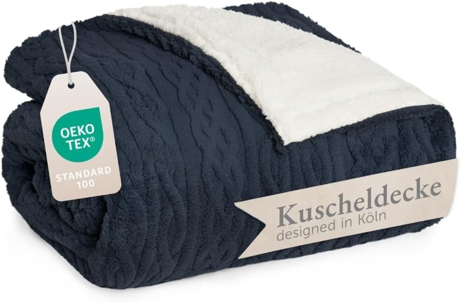 Wohndecke Oeko-TEX zertifizierte waschbare Wohn- & Kuscheldecke, Blumtal, mit weicher Sherpa-Innenseite Bild 1