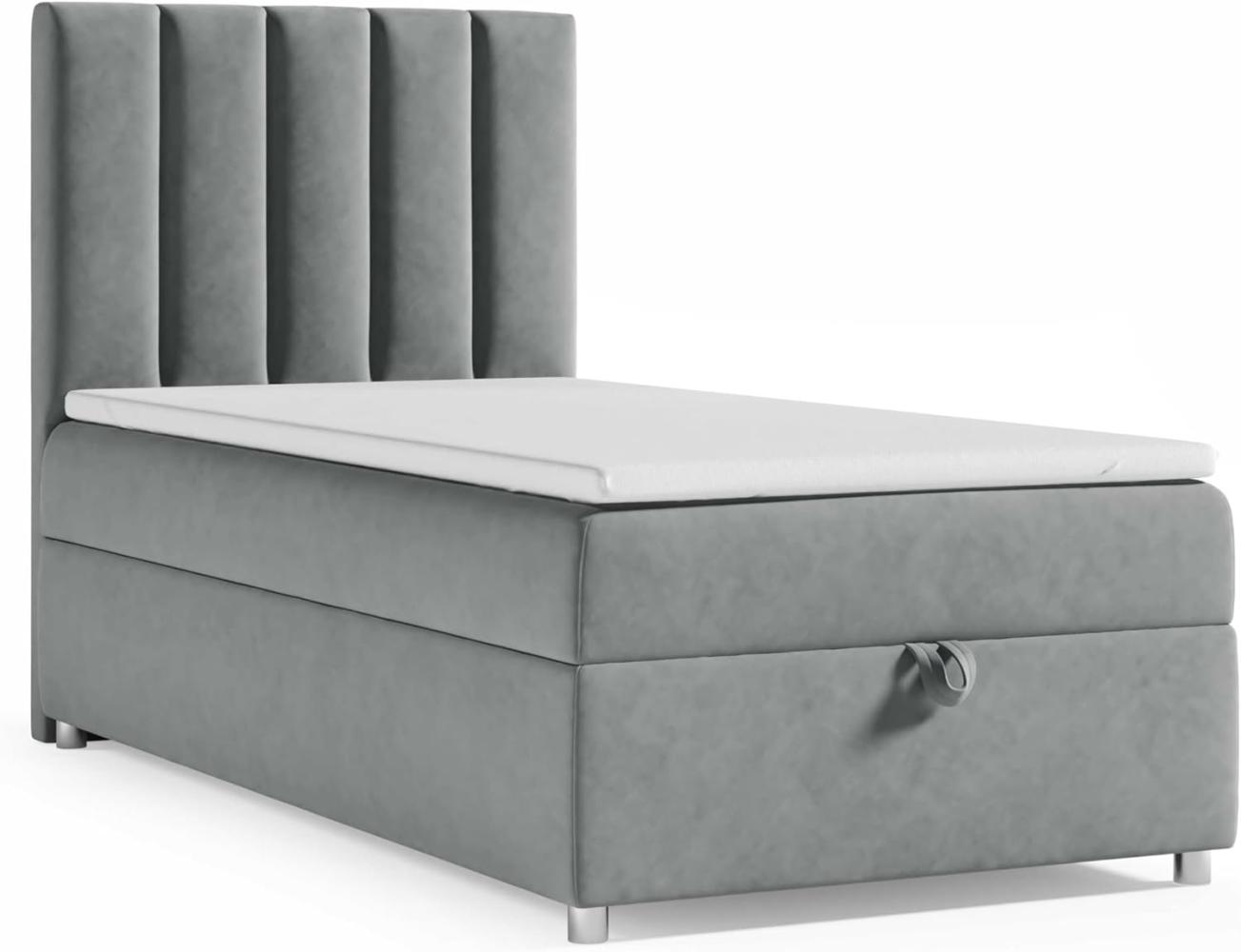 Best for Home Boxspringbett K10 SINGLE mit Bettkasten (Grau 90x200) Bild 1