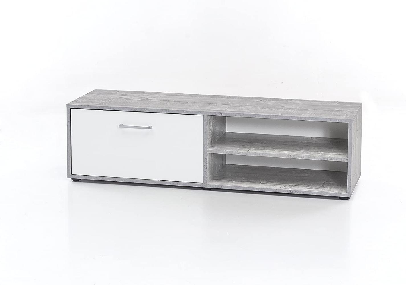 Wilmes Lowboard mit 1 Klappe Melamin Dekor Beton/Weiss Bild 1