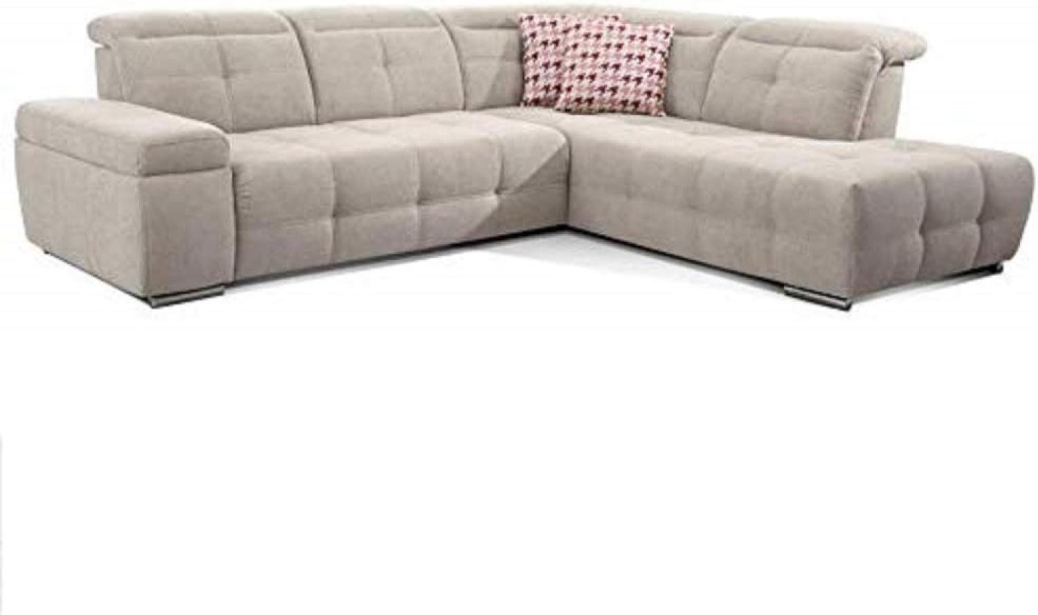 CAVADORE Ecksofa Mistrel mit Ottomanen rechts / Große Eck-Couch im modernen Design / Inkl. verstellbare Kopfteile / 269 x 77 x 228 / Grau-Weiß Bild 1