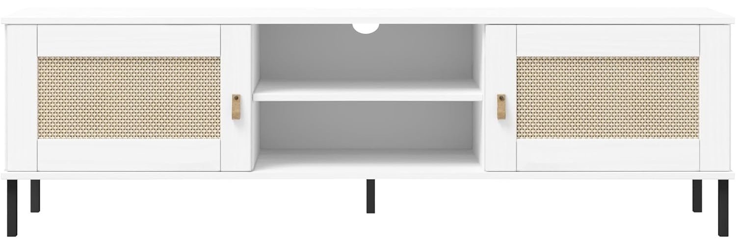 Woodroom TV-Board Modernes Lowboard Valencia, Fernsehschrank aus Kiefer,schwarz,158x47x40cm Bild 1