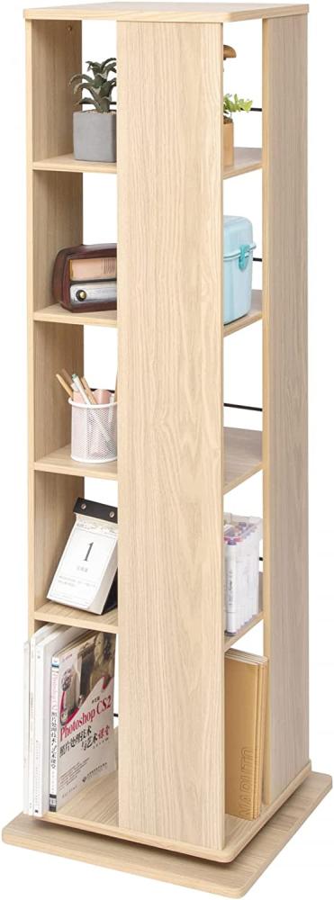 Iris Ohyama, 360° drehbares Bücherregal, Drehregal, Drehmöbel, 5 Ebenen, Platzsparend, Stabil, Büro, Schlafzimmer, Wohnzimmer - Revolving Book Shelf RBS-5S -Hellbraun Bild 1