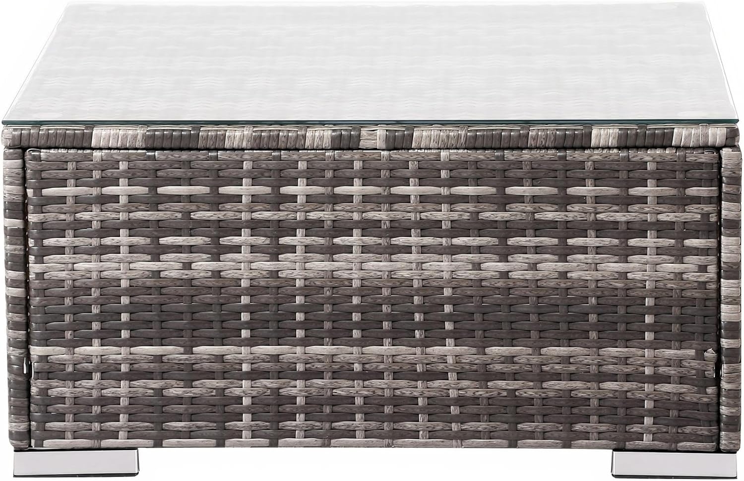 Arebos Gartentisch Polyrattan Glastisch Kaffeetisch Beistelltisch Schwarz / Grau (Set) Bild 1