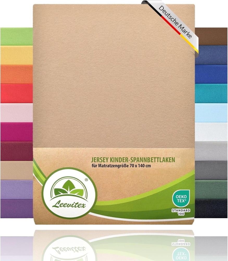 leevitex® Spannbettlaken Spannbettlaken Kinder Spannbettlaken Premium 170 g/m², Gummizug: Rundumgummizug, (2 Stück), schwer & blickdicht, 100% Baumwolle, 70 x 140 cm Bild 1